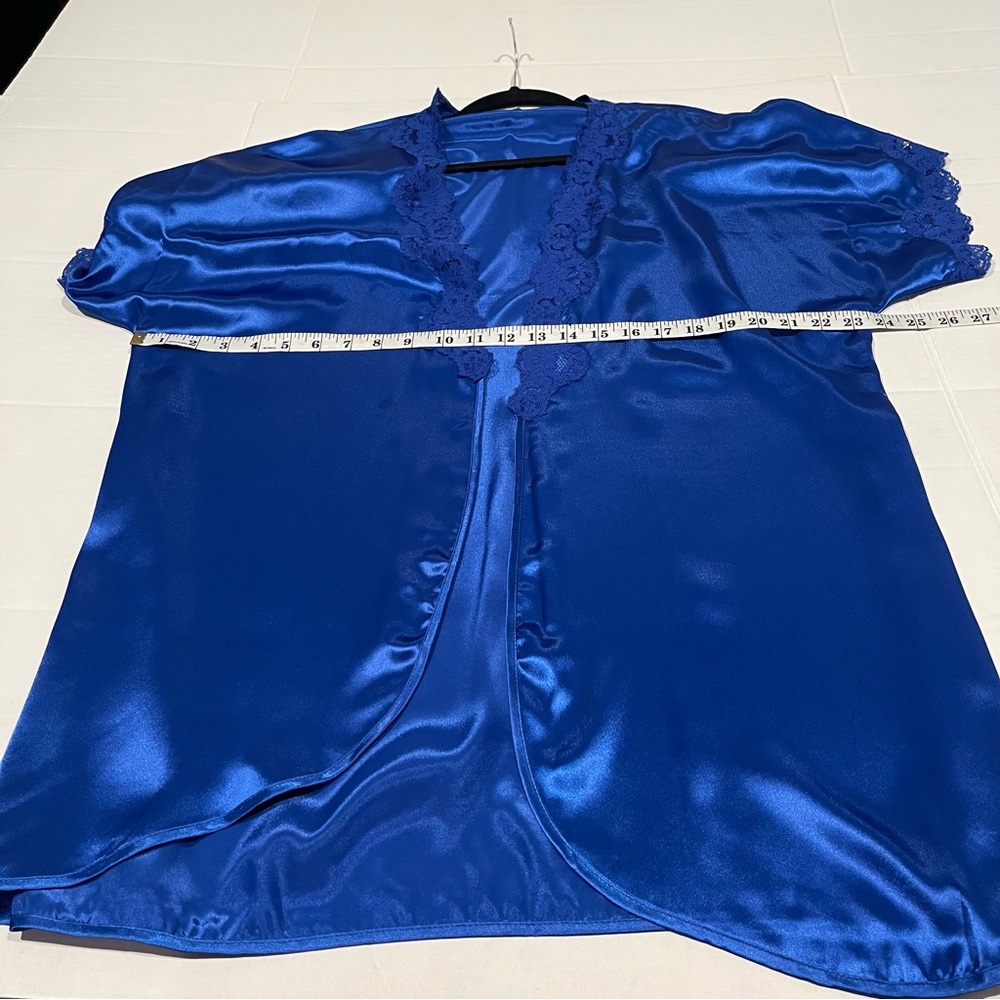 Partners Mervyns Blue Women's Size Medium Satin Sleepwear Set Camisole & Robe - Picture 13 of 16